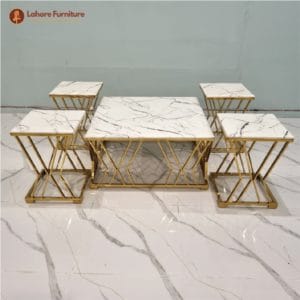 Marble White Center Table 5 Piece Set