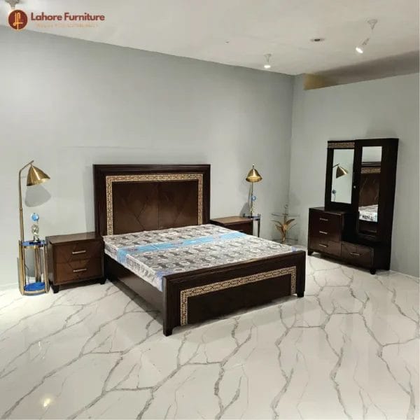 Golden Antique Wooden Bed#As11 (4)