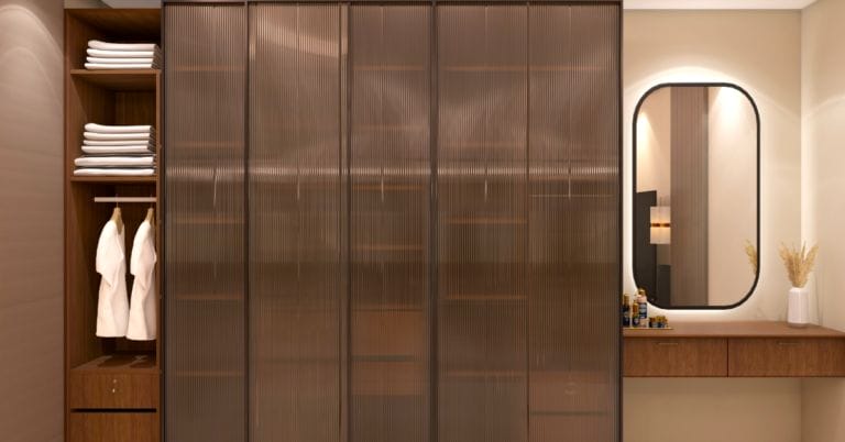 Latest Modern Fluted Glass Wardrobe